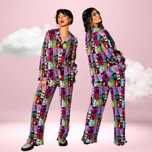 Patchwork Print Plisse Set